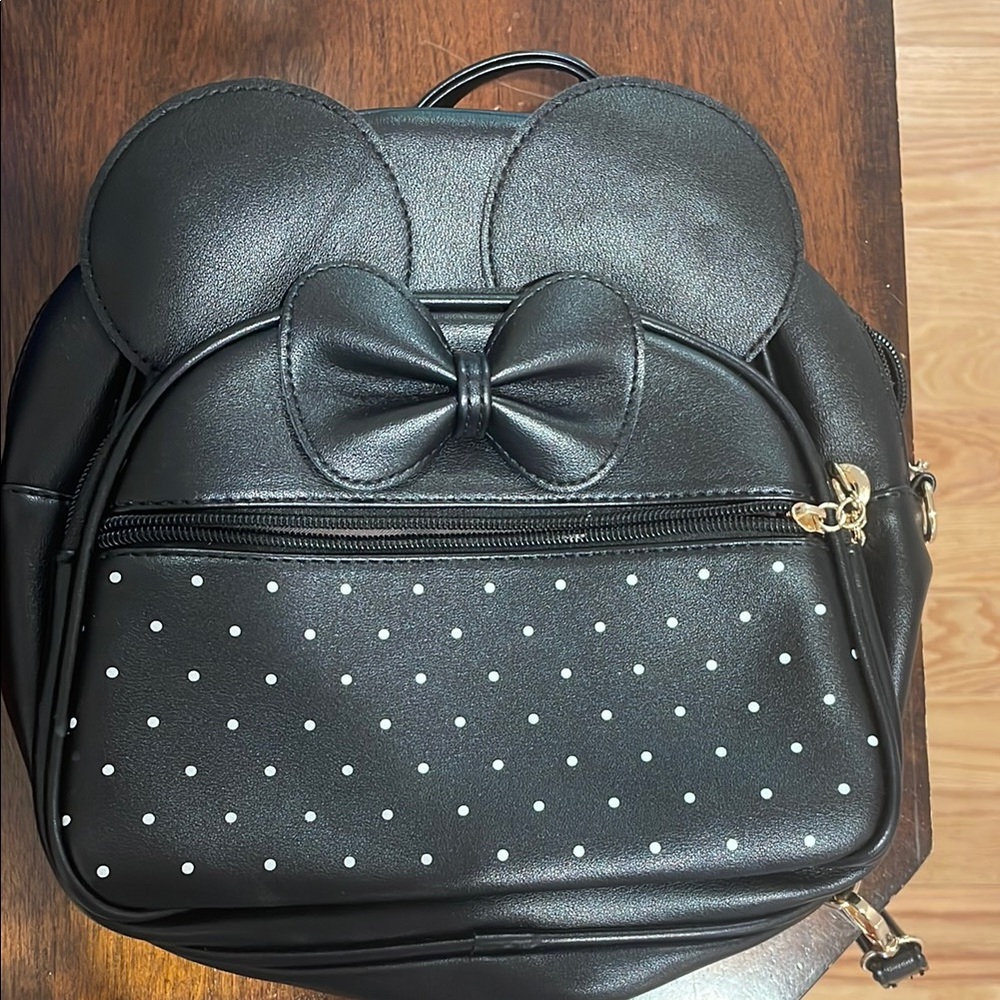Disney Micky Bag Black Polka Dot Backpack with Bow